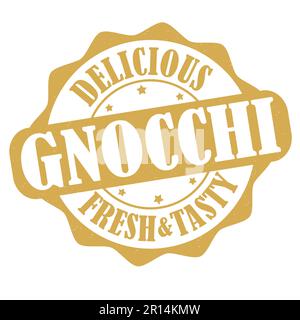 Gnocchi Grunge Gummistempel auf weißem Hintergrund, Vektordarstellung Stock Vektor