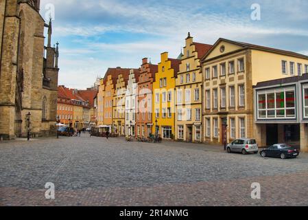 Marktplatz der Stadt Osnabrück, fotografiert vom Rathaus Stockfoto