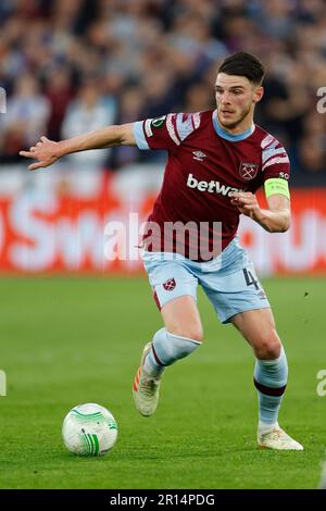 London, Großbritannien. 11. Mai 2023. London, England, Mai 11. 2023: Declan Rice (41 West Ham United) in Aktion während des Halbfinalspiels der UEFA Europa Conference League zwischen West Ham United und AZ Alkmaar im London Stadium in London, England. (James Whitehead/SPP) Kredit: SPP Sport Press Photo. Alamy Live News Stockfoto