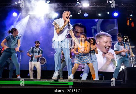 Stockholm, Schweden. 11. Mai 2023. Der amerikanische Künstler Macklemore tritt auf Gröna Lunds großer Bühne in Stockholm, Schweden auf. 11. Mai 2023. Kredit: TT News Agency/Alamy Live News Stockfoto