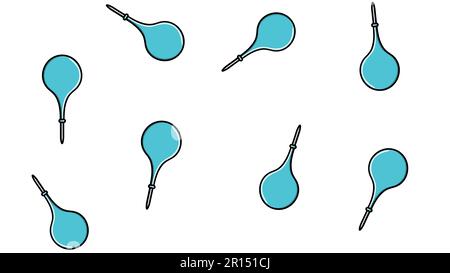 Nahtlose Mustertextur von endlosen sich wiederholenden medizinischen Kautschukbirnen zur Reinigung des Darms auf weißem Hintergrund. Vektordarstellung. Stock Vektor