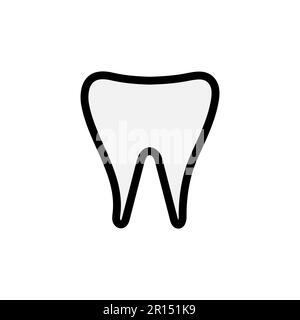 Medizinisch-stomatologisch abstrakter Milchzahn, Krone, Zahnprothese, einfaches Symbol auf weißem Hintergrund. Vektordarstellung. Stock Vektor