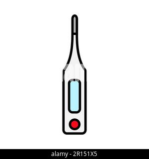 Medizinisches elektronisches Thermometer zur Messung der Körpertemperatur, einfaches Symbol auf weißem Hintergrund. Vektordarstellung. Stock Vektor