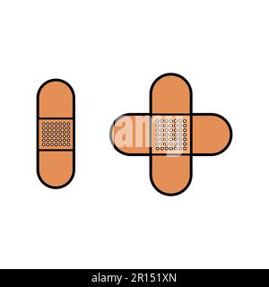 Hygienisch-medizinisches Doppelbandgerät zum Versiegeln und Desinfizieren von Wunden und Schnitten, einfaches Symbol auf weißem Hintergrund. Vektordarstellung. Stock Vektor