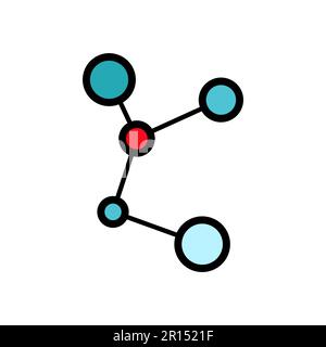 Ein einfaches abstraktes chemisches Diagramm der Struktur eines Moleküls mit Atomen und molekularen Bindungen von Valenzen, ein einfaches Symbol auf einem weißen Backen Stock Vektor