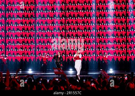 Das zweite Halbfinale des EUROVISION Song Contest 2023 ist in der Liverpool Arena in Großbritannien zu Ende gegangen und hat nun das letzte Finale von 10 Qualifikatoren für das große Finale am Samstagabend... Stockfoto