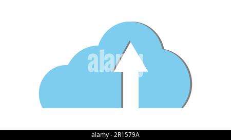Blaues, schönes, einfaches, digitales Cloud-Symbol mit Download-Pfeil. Konzept: Cloud-Technologien und -Dienste, Fernspeicherung von Informationen. Vektor-Illustration Stock Vektor