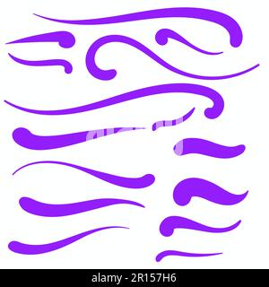 Lila Swirls Swoosh-Markierungen mit handgezeichneten Vektorgrafiken Textmarker Akzent-Linie arbeiten Stock Vektor