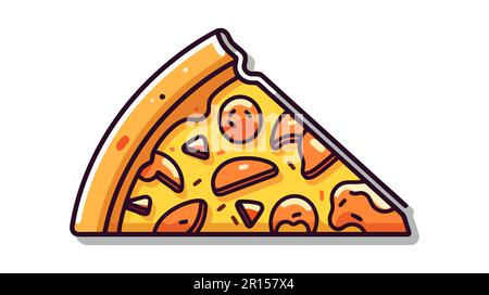 Pizza-Flachvektordarstellung. Ein Stück Pizza für Restaurant, Abendessen und italienisches Menü. Stock Vektor