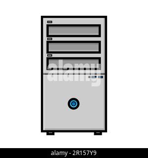 Vektordarstellung eines weißen flachen Symbols Einfache moderne digitale Systemeinheit eines stationären Computers isoliert auf weißem Hintergrund. Konzept: berechnen Stock Vektor