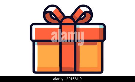 Geschenkbox mit Symbol mit Bandlinie, Umrissvektorzeichen, linearer Stil isoliert auf Weiß. Stock Vektor