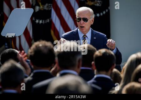 Washington, Usa. 11. Mai 2023. Präsident Joe Biden feiert die historischen Erhaltungsmaßnahmen, die von der Biden-Harris-Administration während einer Veranstaltung im Rose Garden im Weißen Haus in Washington, DC am 11. Mai 2023 beschlossen wurden. (Foto: Samuel Corum/Sipa USA) Guthaben: SIPA USA/Alamy Live News Stockfoto