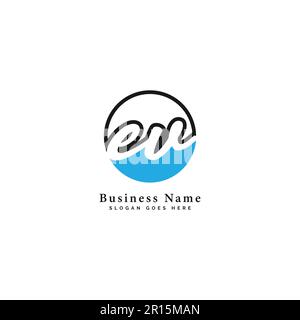 E-, V-, EV-Anfangsbuchstabe handschriftlich und Signatur-Vektorbildvorlage in runder Form Logo Stock Vektor