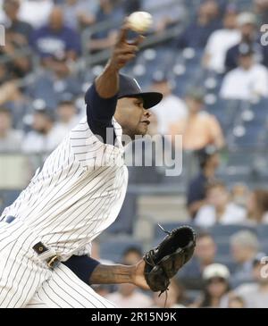 Bronx, Usa. 11. Mai 2023. Der erste Pitcher der New York Yankees, Domingo German, wirft am Donnerstag, den 11. Mai 2023 in New York City, im 2. Inning einen Platz gegen die Tampa Bay Rays im Yankee Stadium. Foto: John Angelillo/UPI Credit: UPI/Alamy Live News Stockfoto