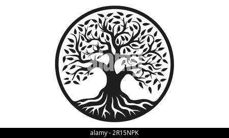 Baumvektorsymbol, Logo. Naturbäume Vektordarstellung Logo-Design auf weißem Hintergrund. Stock Vektor