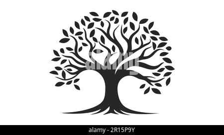 Baumvektorsymbol, Logo. Naturbäume Vektordarstellung Logo-Design auf weißem Hintergrund. Stock Vektor
