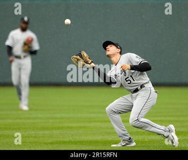 Kansas City, USA, 11. MAI 2023: Der Rechtsfeldspieler Adam Haseley (51) der Chicago White Sox im Kauffman Stadium, Kansas City, Missouri. Jon Robichaud/CSM. Stockfoto