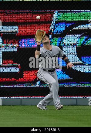 Kansas City, USA, 11. MAI 2023: Chicago White Sox Left Fielder Andrew Benintendi (23) trifft im Kauffman Stadium Kansas City, Missouri. Jon Robichaud/CSM. Stockfoto