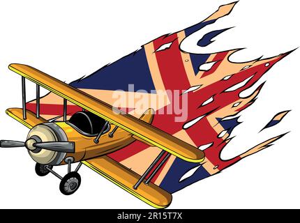 Alte Retro-Flugzeuge mit Longdog-Flagge Stock Vektor