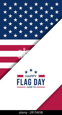 Flaggentag im Juni 14, USA, Vektordarstellung, am besten geeignet für Post-Vorlage in sozialen Medien, Grußkarte, Hintergrund für Hochformat usw. Stock Vektor