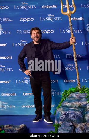 Mexiko-Stadt, Mexiko: Am 11. Mai 2023 besucht der Schauspieler Javier Bardem den roten Teppich der Filmpremiere der kleinen Meerjungfrau im Toreo Parque Central. Am 11. Mai 2023 in Mexiko-Stadt, Mexiko. (Foto: Julian Lopez/Eyepix Group) Stockfoto