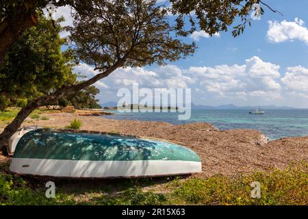 Bahia d'Alcudia und die Isla de Aucanada oder Alcanada Stockfoto