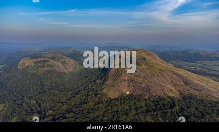 Aerial of the granite mountains in Central Guinea Stock Photo