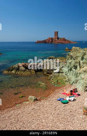 Ile d'Or an der Corniche de l'Esterel, Esterel, Französische Riviera, Provence-Alpes-Cote d'Azur, Frankreich Stockfoto