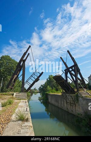 Pont van Gogh near Arles, drawbridge over Rhone canal, Bouches-du-Rhone, Provence, France Stock Photo