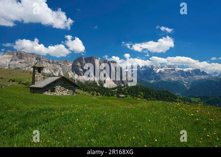 Kirche auf der Seceda, Val Gardena, Dolomiten, Trentino Südtirol, Italien Stockfoto