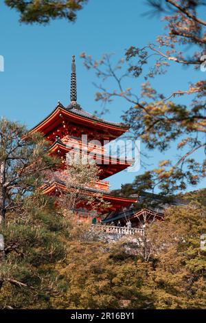 KYOTO, JAPAN - 3. April 2023: Kiyomizu-dera-Tempel Stockfoto