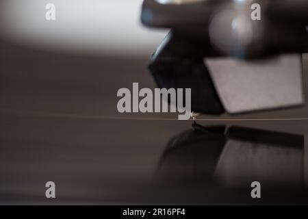 Nahaufnahme der Nadel für Schallplattenspieler aus Vintage. Stockfoto