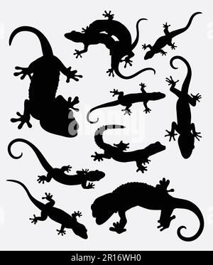 Eidechse, Gecko, Reptiliensilhouette. Gute Verwendung für Symbol, Logo, Websymbol, Spielelemente, Maskottchen, schild, Aufkleber oder ein beliebiges Design Stock Vektor