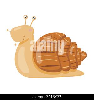 Vector niedliche, lächelnde Schnecke Riesenafrikanische Landschnecke, Achatina fulica auf weißem Hintergrund. Stock Vektor