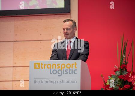 München, Deutschland. 09. Mai 2023. Bundesminister für Verkehr und digitale Infrastruktur Volker Wissing ( FDP ) bei der Eröffnung der Transport Logistic, International Exhibition for Logistics, Mobility, IT and Supply Chain Management am 9. Mai 2023 in München. (Foto: Alexander Pohl/Sipa USA) Guthaben: SIPA USA/Alamy Live News Stockfoto
