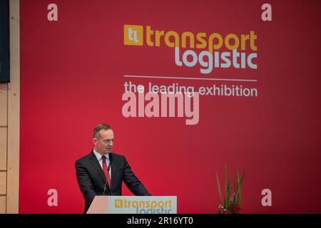 München, Deutschland. 09. Mai 2023. Bundesminister für Verkehr und digitale Infrastruktur Volker Wissing ( FDP ) bei der Eröffnung der Transport Logistic, International Exhibition for Logistics, Mobility, IT and Supply Chain Management am 9. Mai 2023 in München. (Foto: Alexander Pohl/Sipa USA) Guthaben: SIPA USA/Alamy Live News Stockfoto