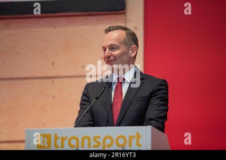 München, Deutschland. 09. Mai 2023. Bundesminister für Verkehr und digitale Infrastruktur Volker Wissing ( FDP ) bei der Eröffnung der Transport Logistic, International Exhibition for Logistics, Mobility, IT and Supply Chain Management am 9. Mai 2023 in München. (Foto: Alexander Pohl/Sipa USA) Guthaben: SIPA USA/Alamy Live News Stockfoto