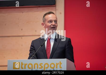 München, Deutschland. 09. Mai 2023. Bundesminister für Verkehr und digitale Infrastruktur Volker Wissing ( FDP ) bei der Eröffnung der Transport Logistic, International Exhibition for Logistics, Mobility, IT and Supply Chain Management am 9. Mai 2023 in München. (Foto: Alexander Pohl/Sipa USA) Guthaben: SIPA USA/Alamy Live News Stockfoto