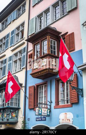 Augustinergasse, eine mittelalterliche Gasse, die heute Teil der Fußgängerzone der Innenstadt ist, Altstadt, Zürich, Schweiz Stockfoto