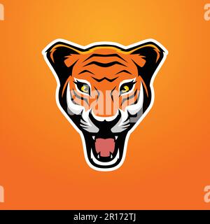 Illustration des Logos des Tigerkopfmaskottchens – Tiermaskottlogo E-Sport Concept Vector Illustration. Stock Vektor