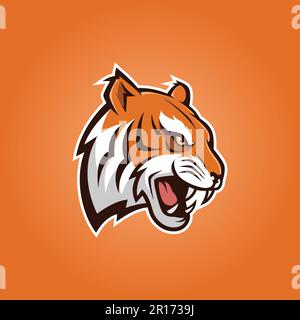 Tiger Head Maskottchen Logo – Tiermaskottchen Esports Logo Vector Illustration Design Konzept. Stock Vektor