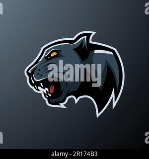 Logo von Angry Panther Mascot – Tiermaskottchen E-Sport Logo Vector Illustration Designkonzept. Stock Vektor