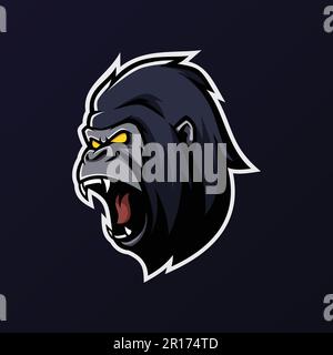 Logo von Angry Gorilla Mascot – Tiermaskottchen E-Sport Logo Vector Illustration Designkonzept. Stock Vektor