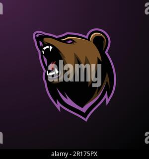 Illustration des „Angry Face Bear Mascot“-Logos „Vector Design“ – „Animals Mascot Esport“-Logos Stock Vektor