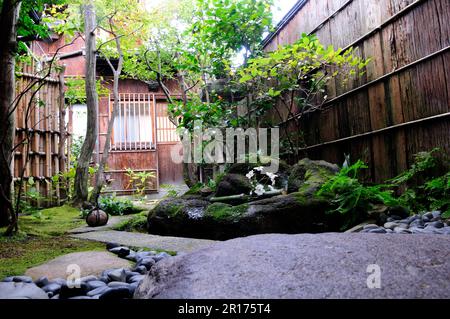 Der Innenhof des Kanazawa Takeshi Homestead House Stockfoto