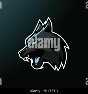 Logo Von Angry Wolf Mascot – Tiermaskottchen Esports Logo Vector Illustration Designkonzept. Stock Vektor