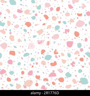 Süßes, nahtloses Terrazzo-Steinmuster. Abstraktes Hintergrunddesign in Pastellfarben. Bodenstruktur aus Granitstein. Millennials moderner Terrazo-Minimalist Stock Vektor