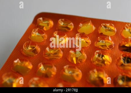 Gebrauchte Orange Blister Pack Von Medical Tablets Stock Photo Über Medizin Überdosierung Stockfoto