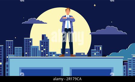 Geschäftsmann auf dem Dach Stock Vektor