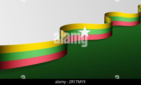 Hintergrund der Fahne aus dem Myanmarer Band. Auswirkungselement für die Verwendung, die Sie daraus machen möchten. Stock Vektor